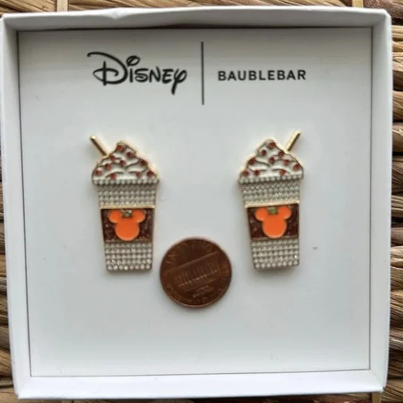 Disney‎ Mickey Mouse BaubleBar Orange and Gold Pumpkin Spice Latte Earrings - Picture 4 of 4